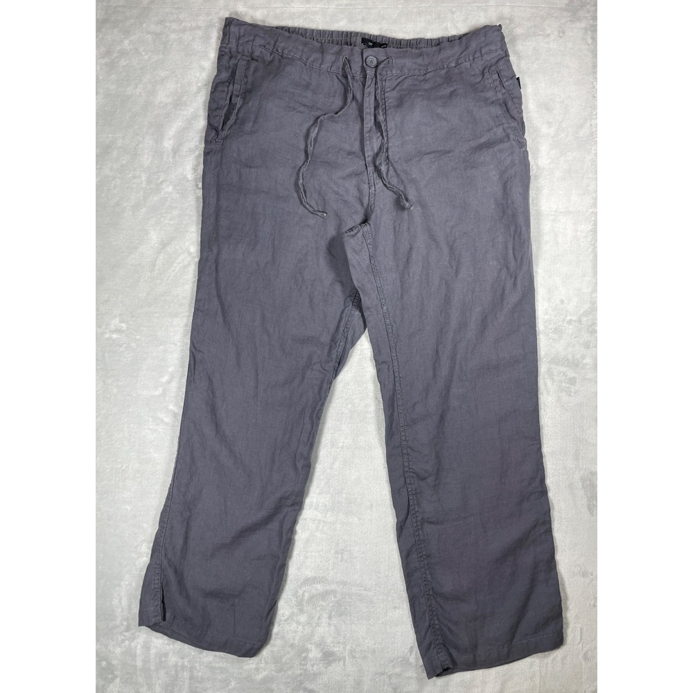 Onia Linen Pants Men XXL Gray Drawstring Elastic Waist Casual Beach Lightweight
